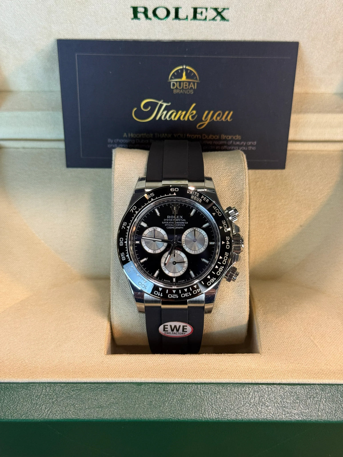 SC Rolex Daytona 40 Black Dial Stainless Steel Rubber Strap