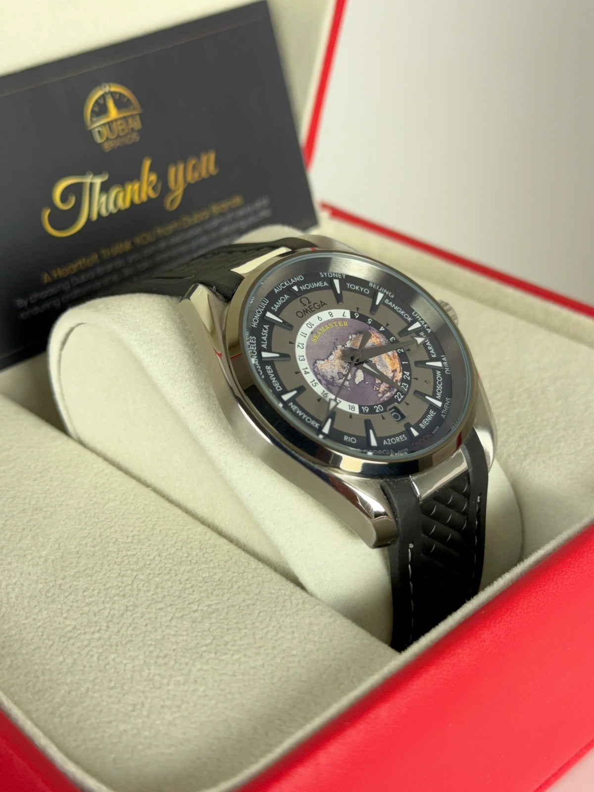 Omega Seamaster Worldtimer 43mm Black Dial Stainless Steel Case Black Rubber Strap