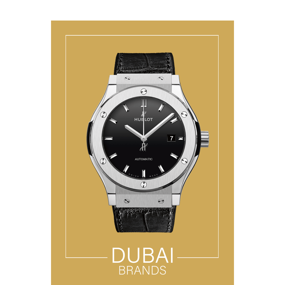 SC Hublot Classic Fusion Titanium 42 Black Dial Black Leather Strap