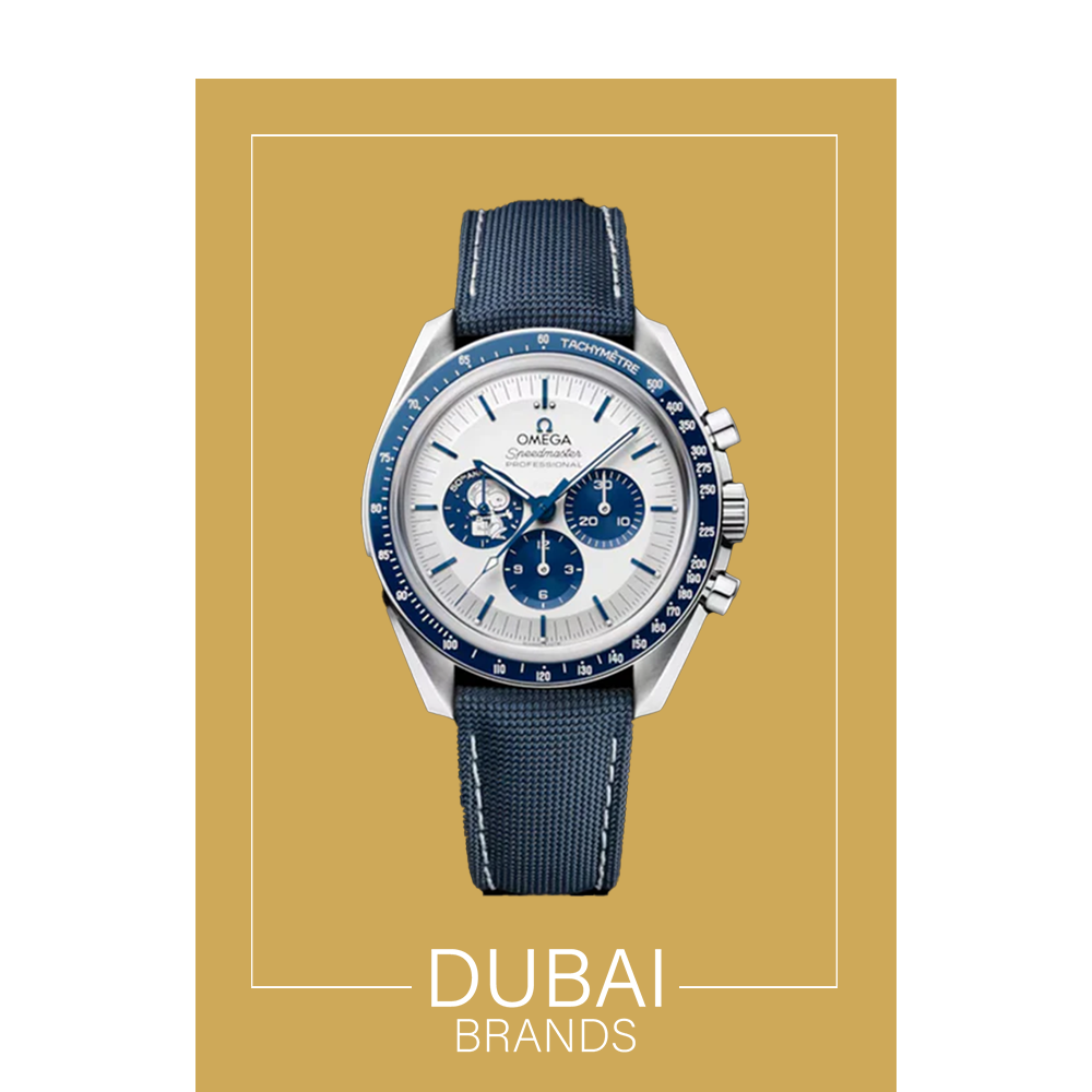 SC Omega Speedmaster Silver Snoopy Award 50th Anniversary 42 White Dial Blue Fabric Strap