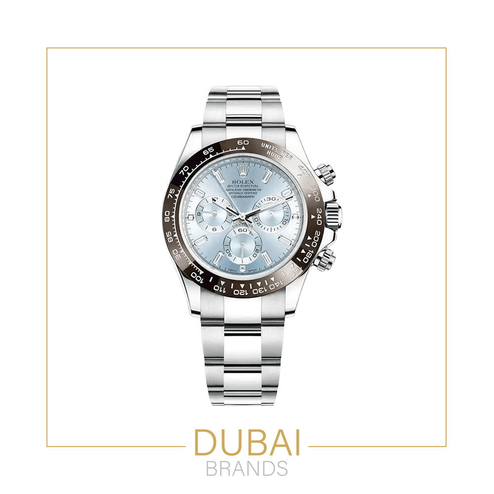 Rolex Daytona 40mm Ice Blue Dial Brown Ceramic Bezel Stainless Steel Oyster Bracelet