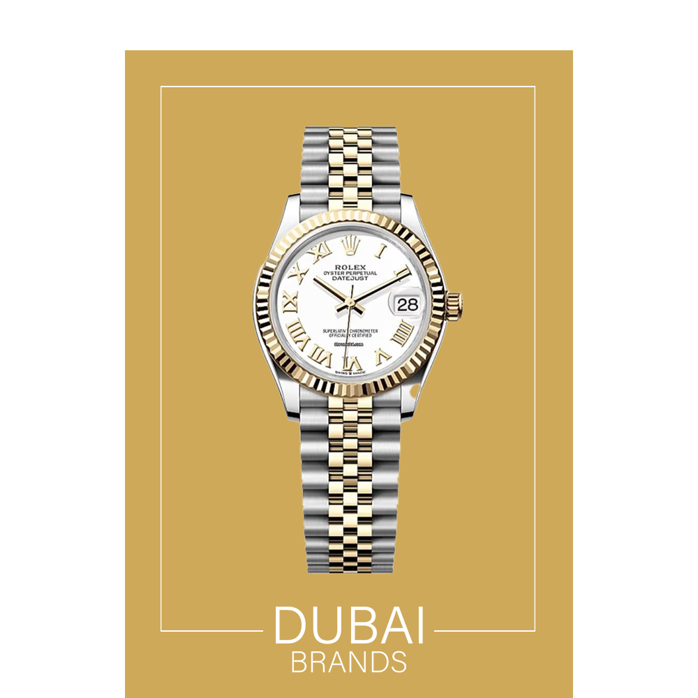 SC Rolex Datejust 31 White Dial Roman Fluted Bezel Jubilee Two Tone