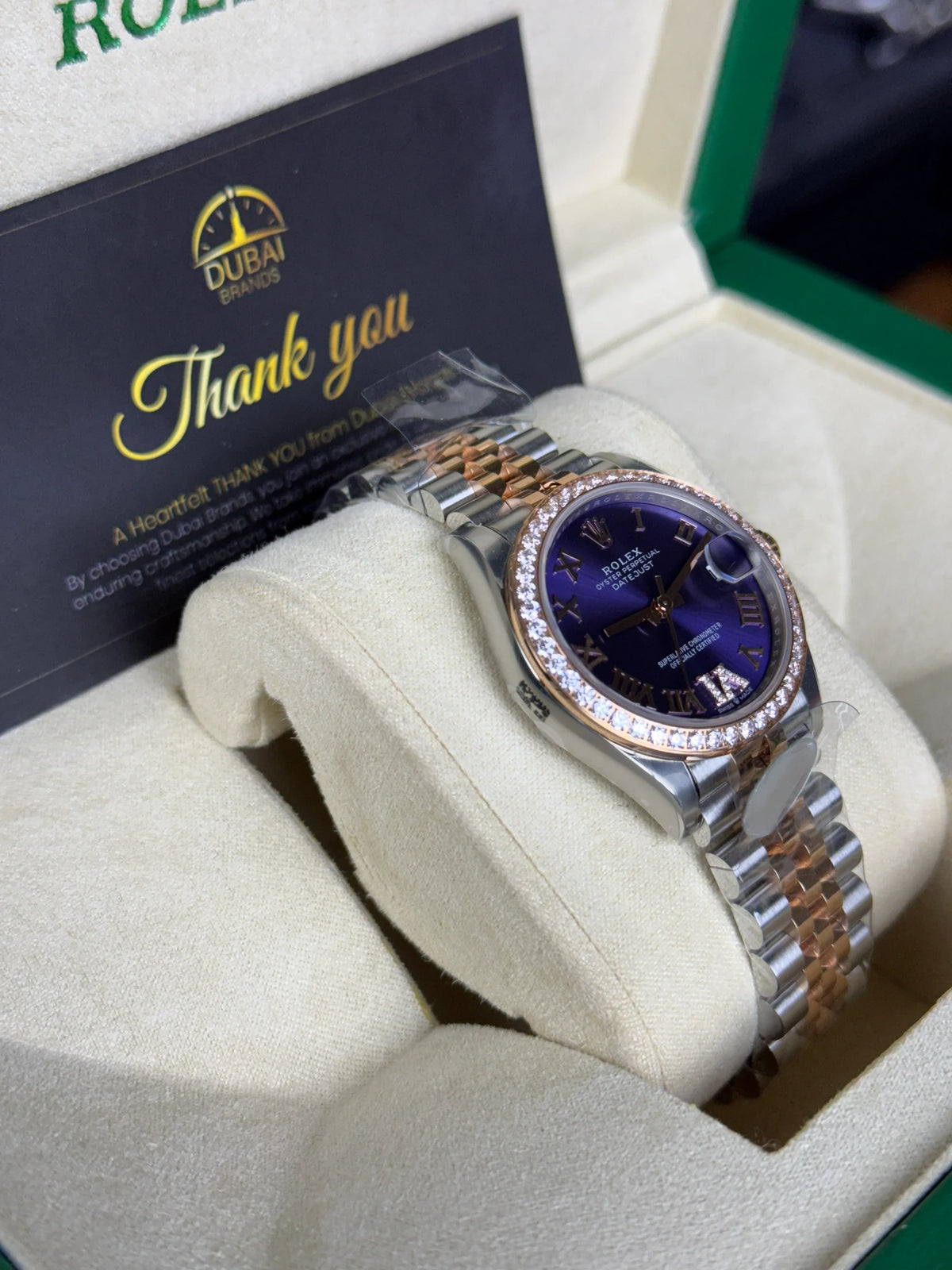SC Rolex Datejust 31 Purple Dial Diamond Bezel Jubilee Two Tone