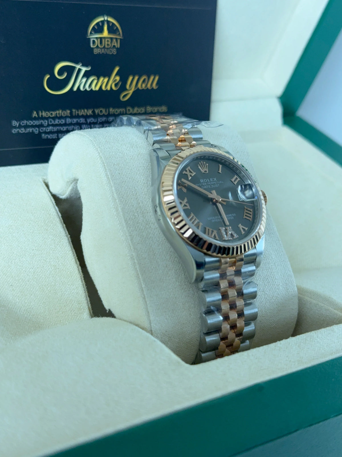 SC Rolex Datejust 31 Grey Dial Roman Fluted Bezel Jubilee Two Tone