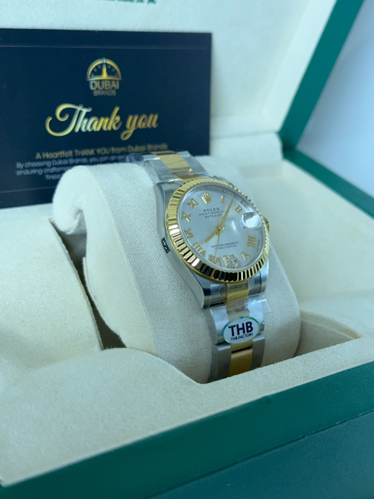 SC Rolex Datejust 31 White Dial Roman Fluted Bezel Oyster Two Tone