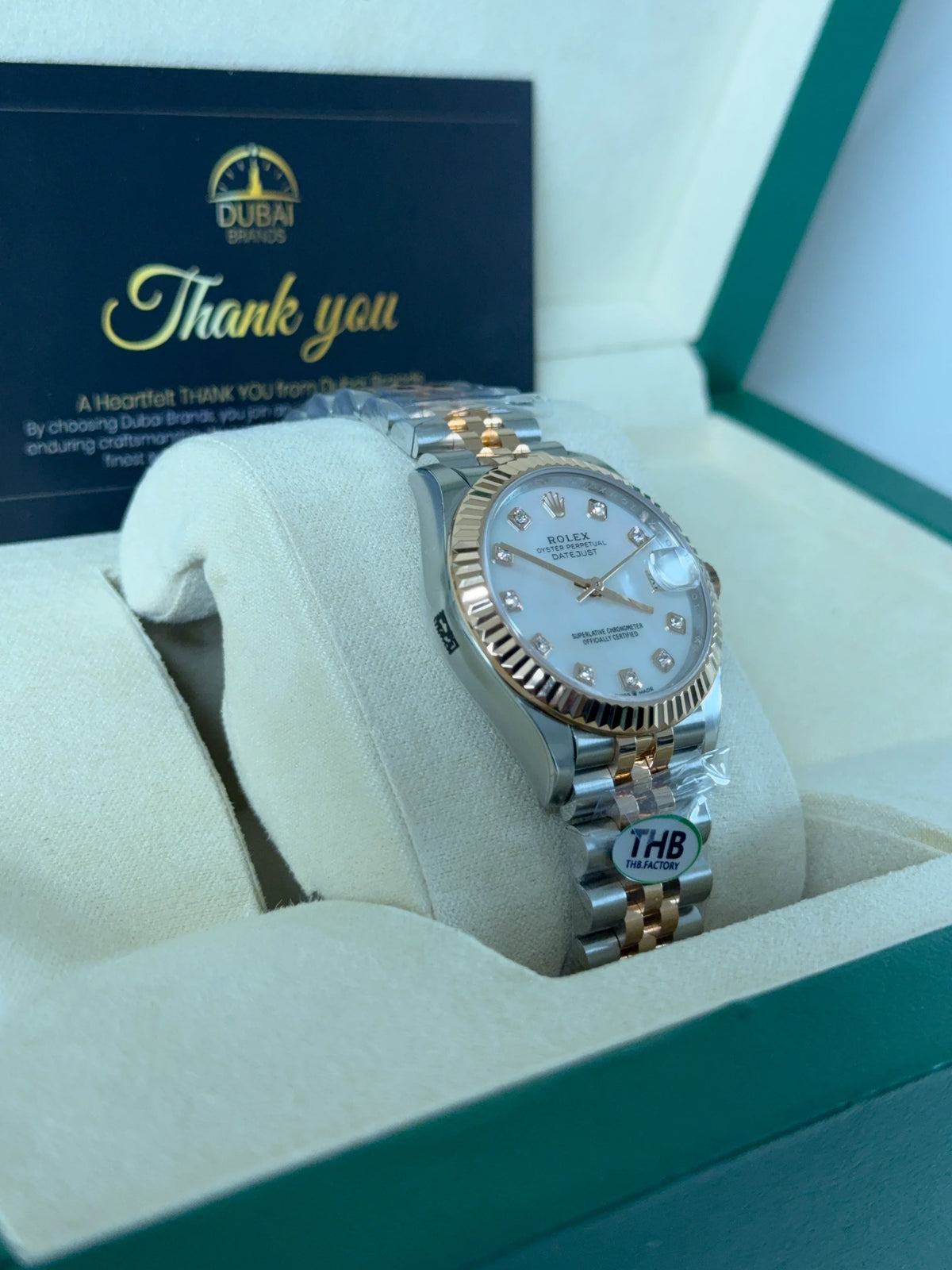 SC Rolex Datejust 31 White Dial Diamond Markers Fluted Bezel Jubilee Two Tone
