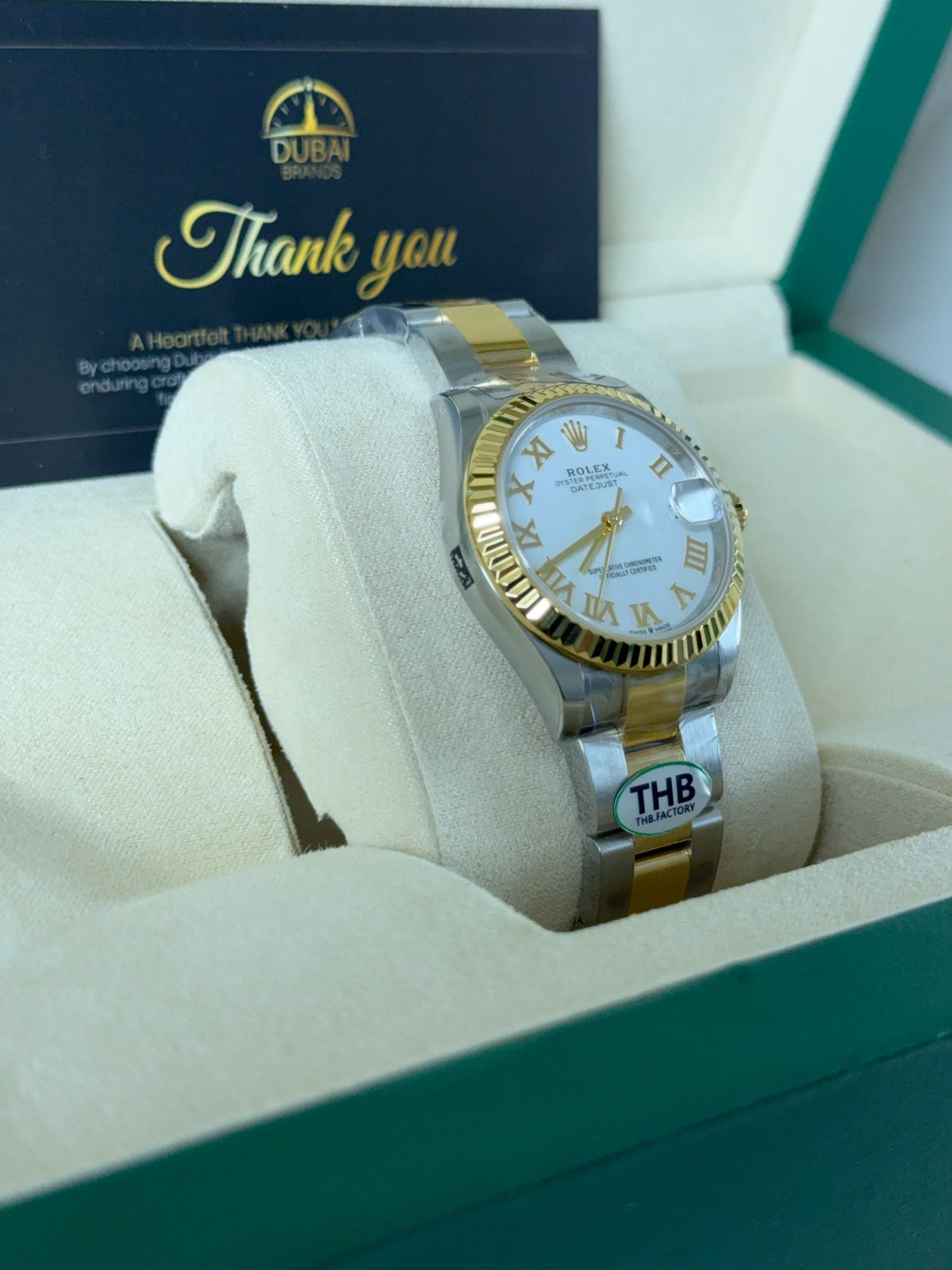 SC Rolex Datejust 31 White Dial Roman Fluted Bezel Oyster Two Tone