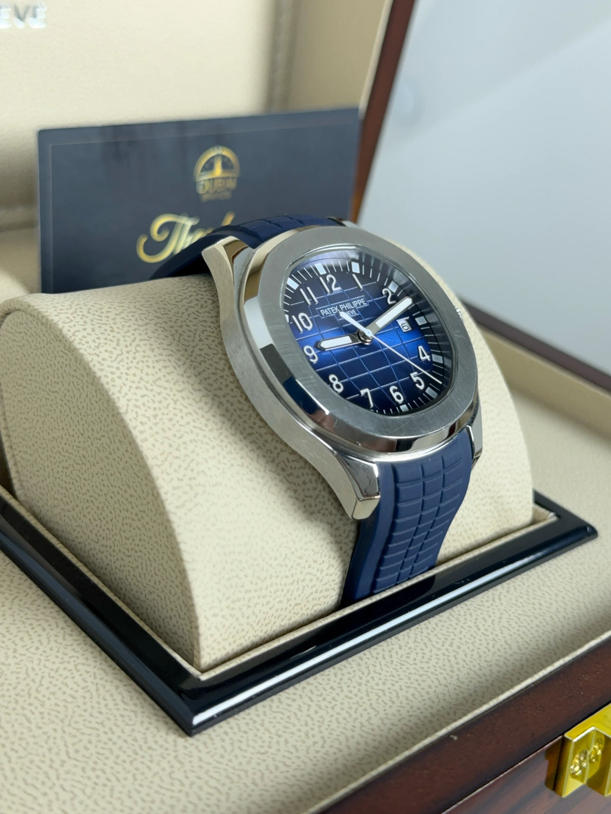 Patek Philippe Nautilus 40mm Blue Dial Stainless Steel Blue Rubber Strap