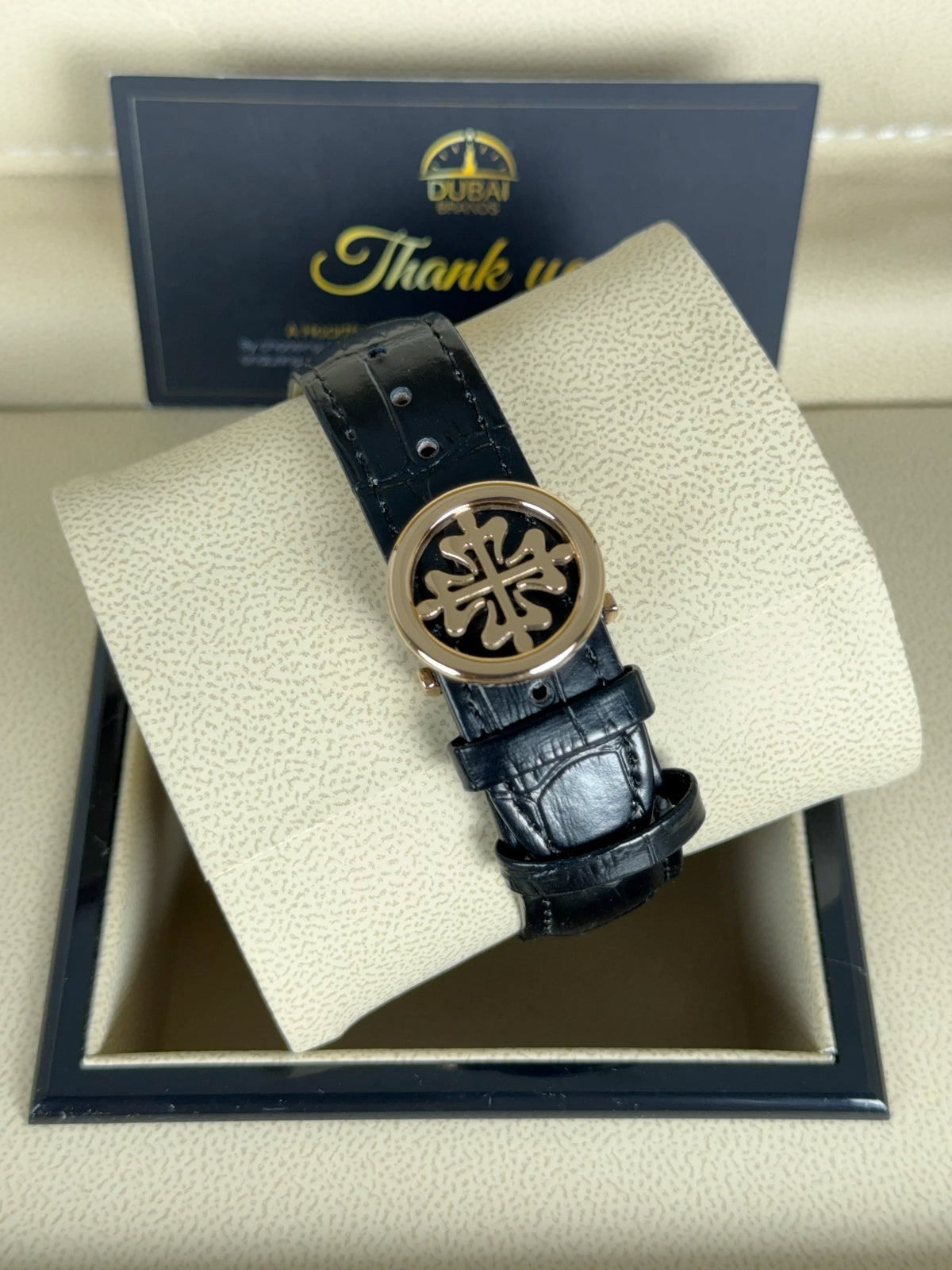 Patek Philippe Skeleton Tourbillon 42mm Black Dial Gold Case Black Leather Strap