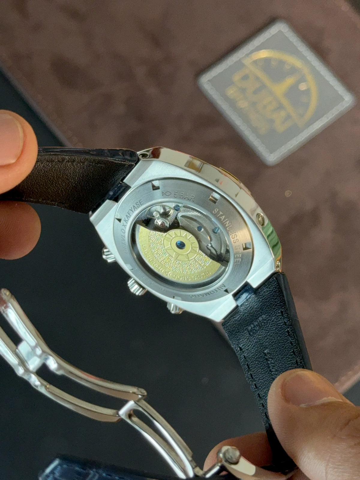 Vacheron Constantin Overseas Chronograph 42mm Blue Dial Stainless Steel Case Blue Leather Strap