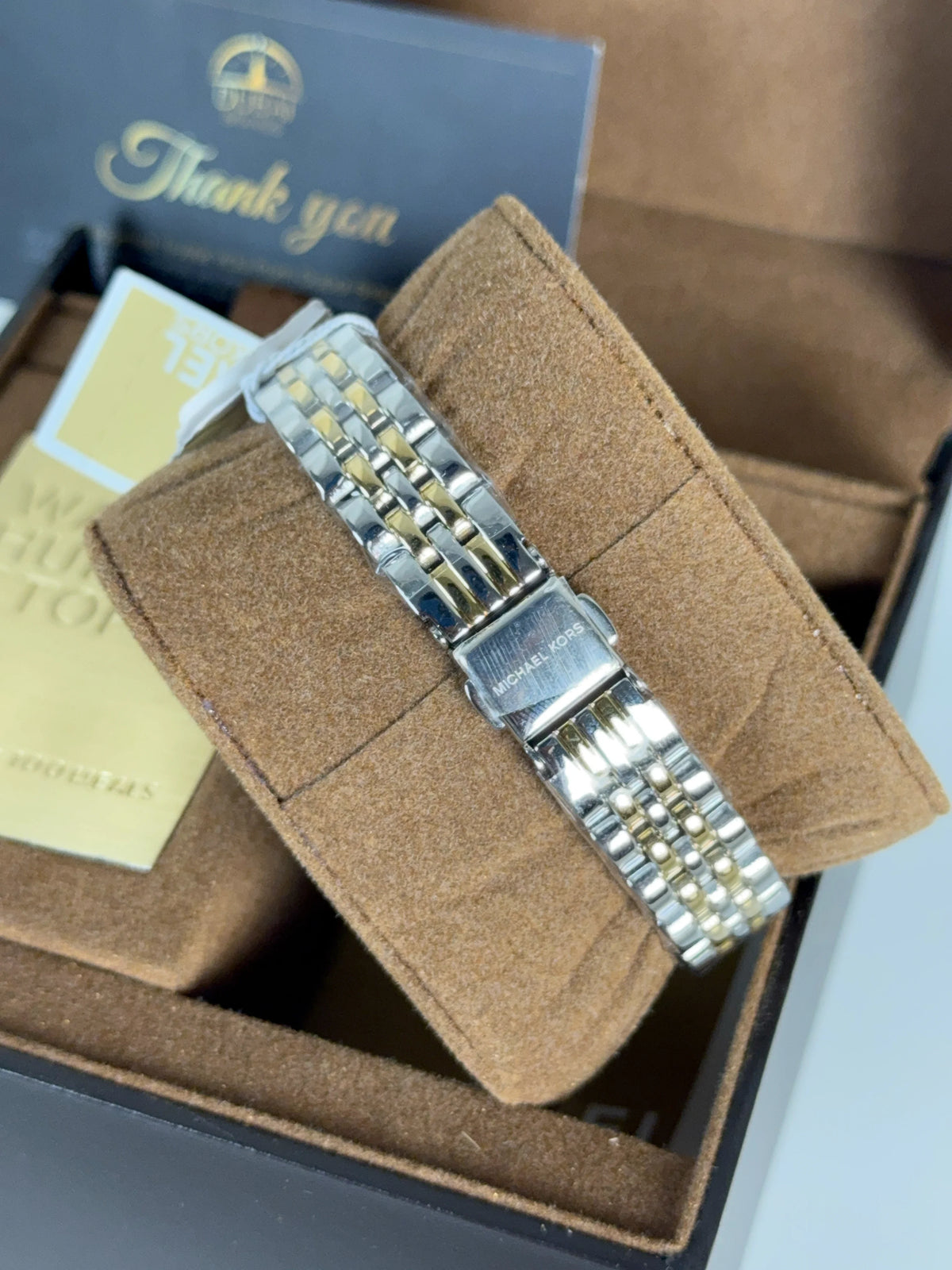 Michael Kors MK4740 Two Tone Crystal Dial Fluted Bezel Bracelet Watch