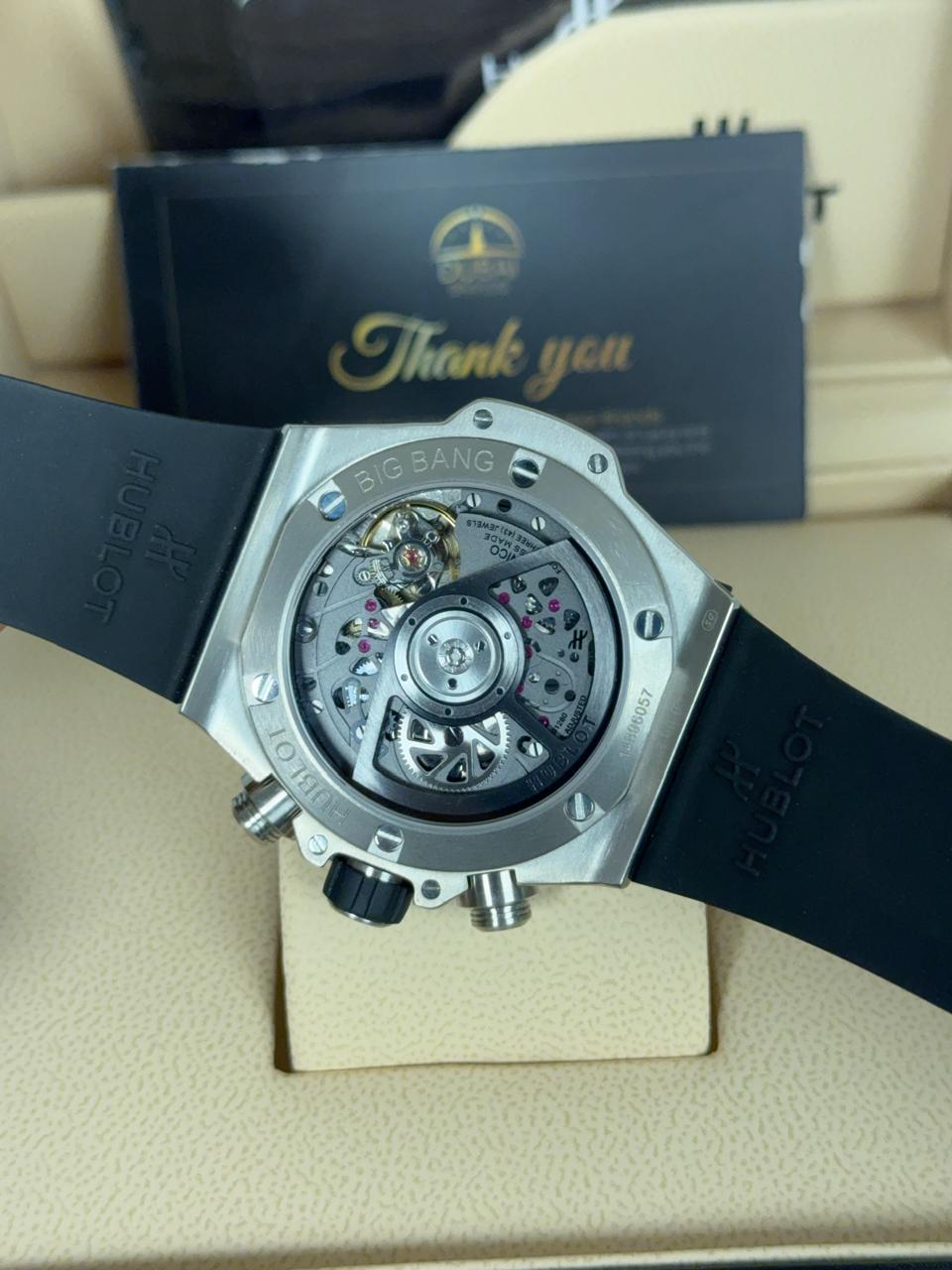 SC Hublot Big Bang Unico Black Magic 44 Skeleton Dial Black Rubber Strap
